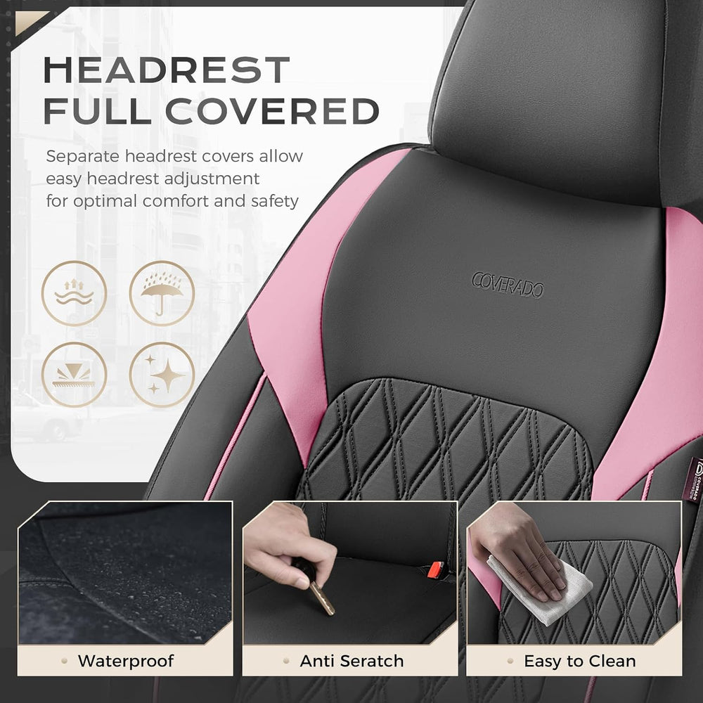 Coverado Leather Seat Covers, Waterproof Car Seat Covers Front Seats, Luxury ...
