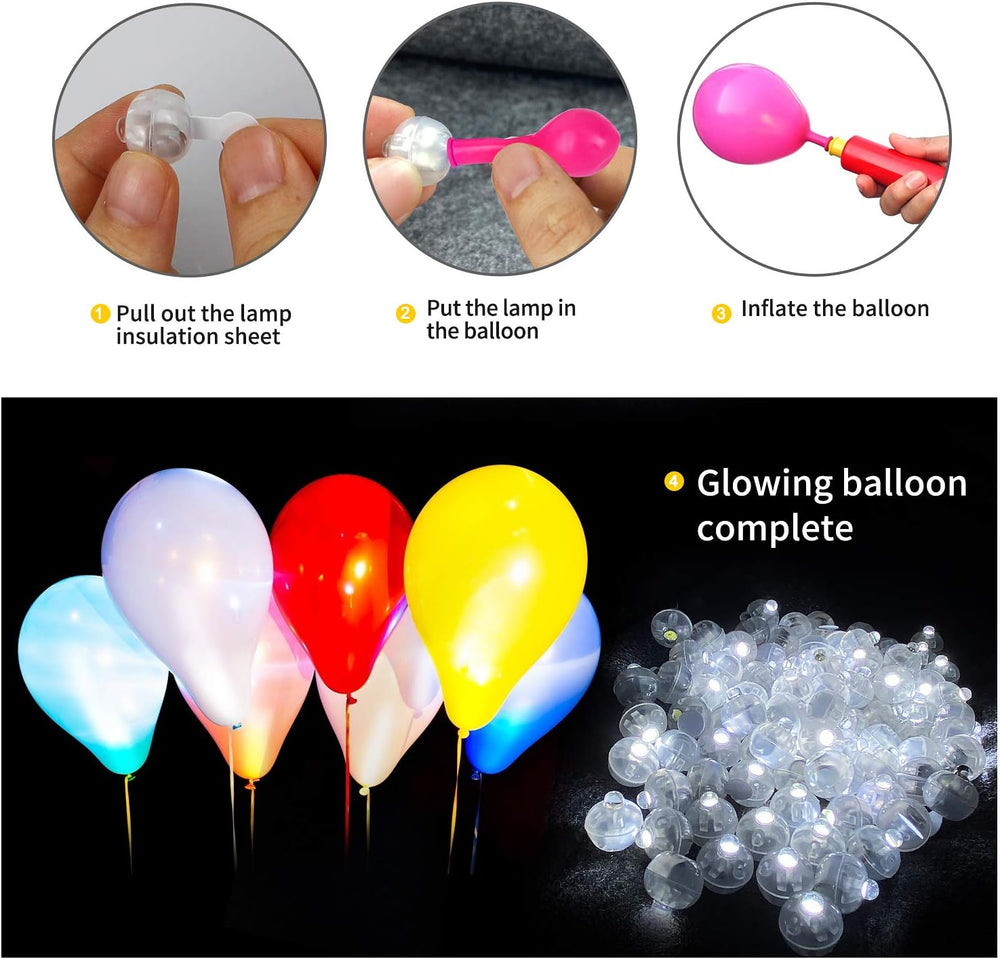 200pcs White LED Balloon Light, Tiny Light Mini Round Led Ball Lamp for Paper...