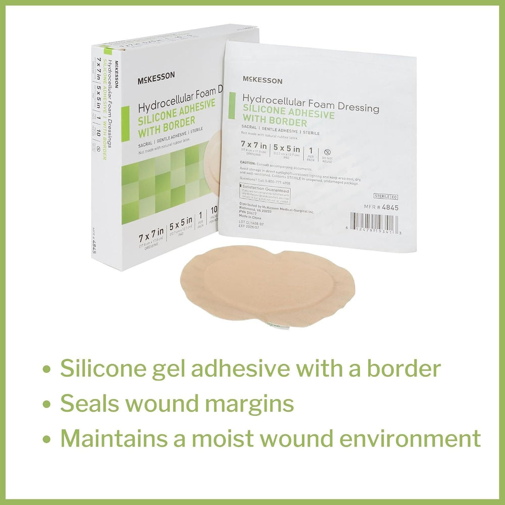 McKesson Hydrocellular Foam Dressings, Sterile, Silicone Adhesive with Border...