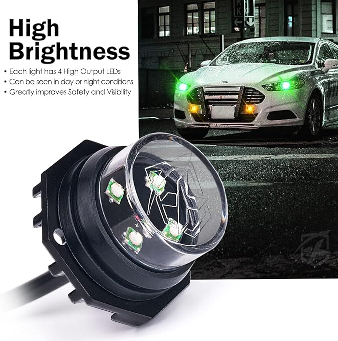 Xprite Amber Green LED Hideaway Strobe Lights Kit 20 Flashing Patterns (6 PCS)