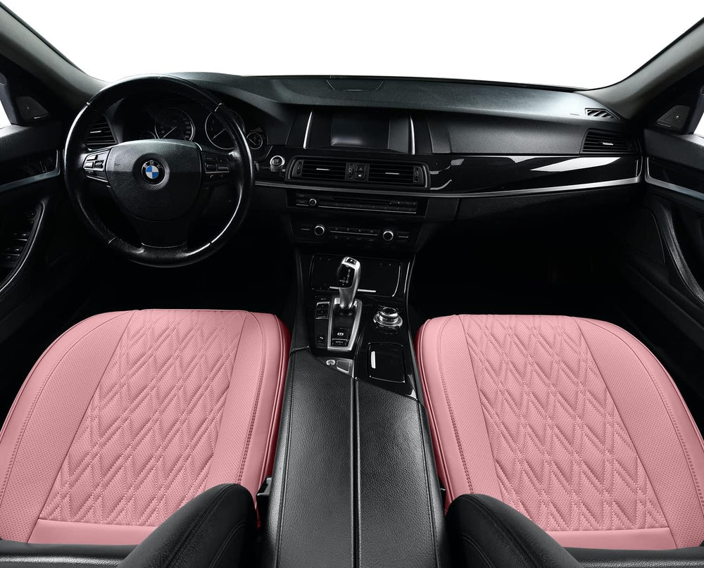 TIEHESYT Pink Car Seat Covers, 2PCS Automotive Faux Leather Seat Covers Front...
