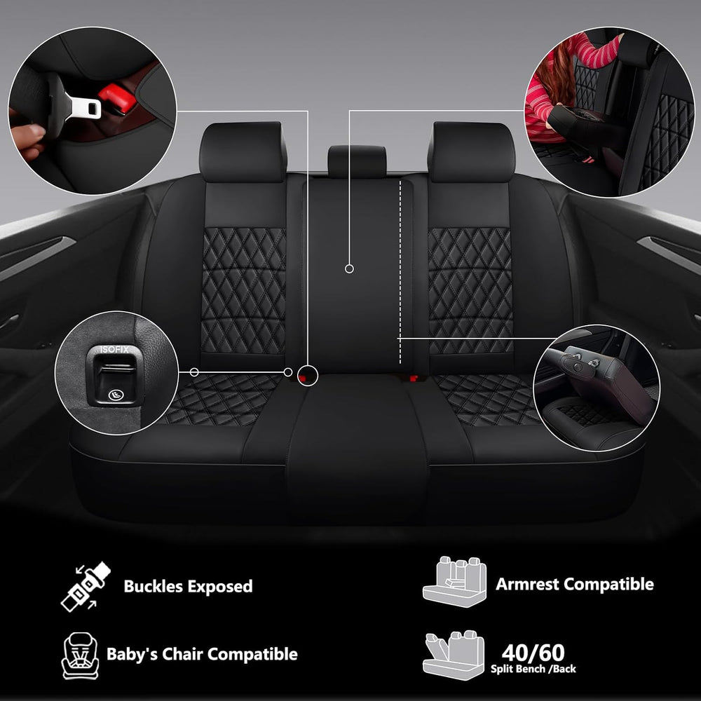 Car Seat Covers,Universal Fit for Cars SUVs Trucks,Black Full Set