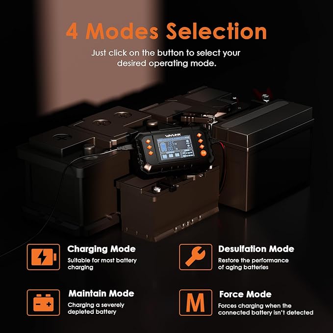 WAVLINK Smart Battery Charger, Car Battery Charger