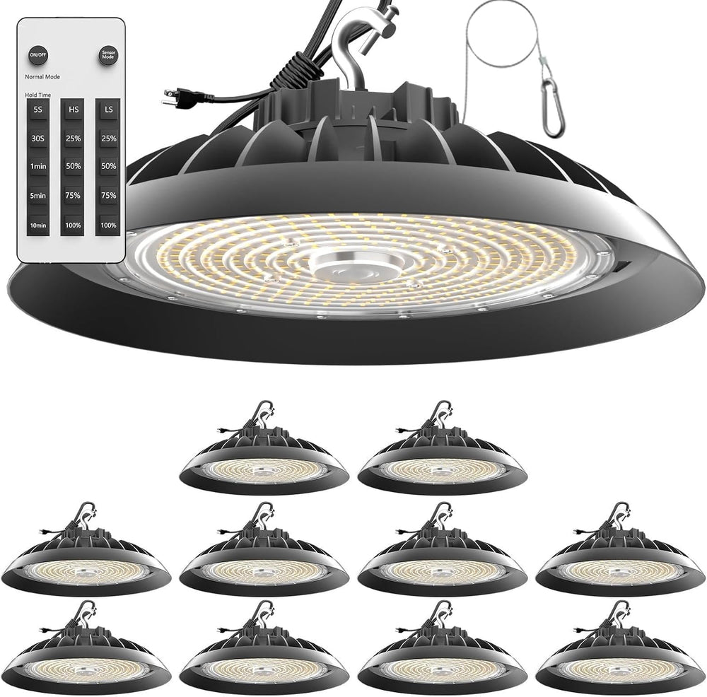 Smart 200W LED High Bay Light 30000LM 5000K UFO High Bay Lighting Motion Acti...