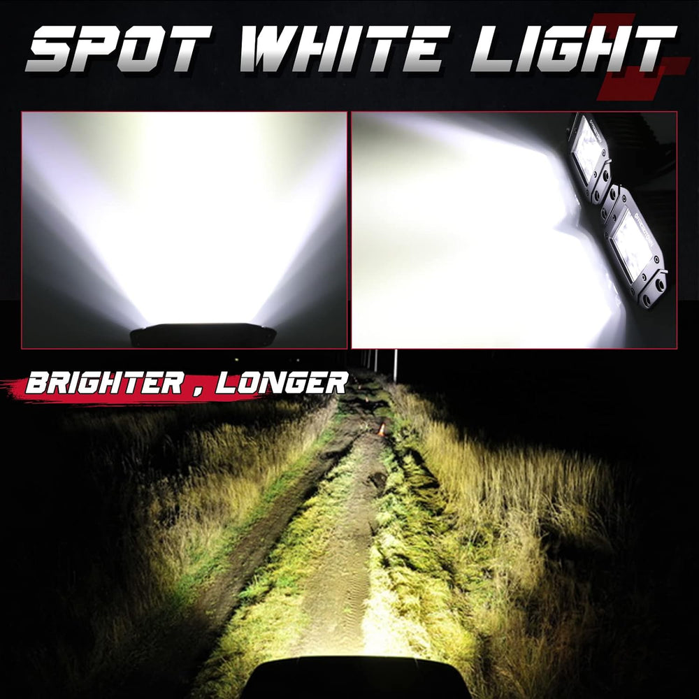 OFFROADTOWN 2PCS 100W 5 Inch CREE LED Pods, Spot Beam, Flush Mount, Waterproo...