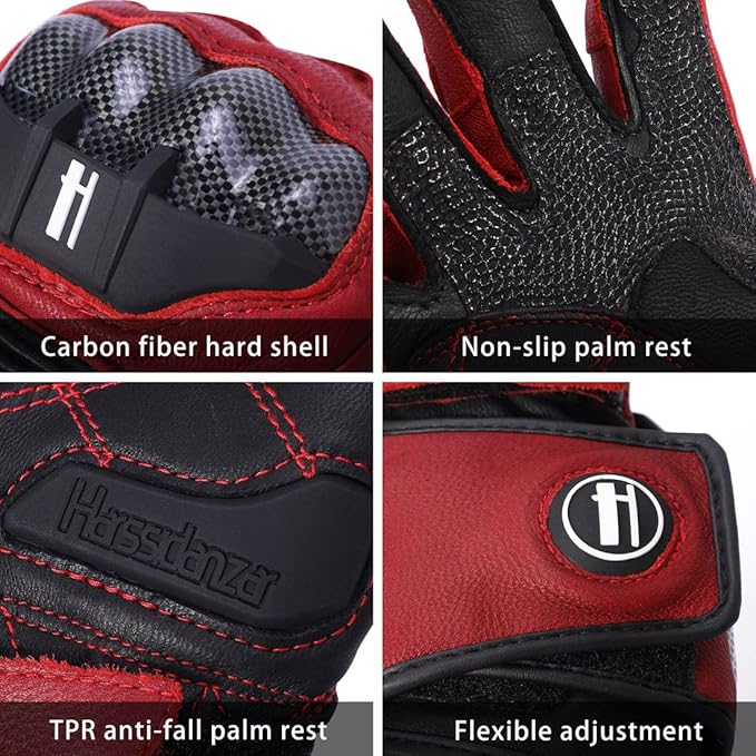Harssidanzar Leather Motorcycle Gloves