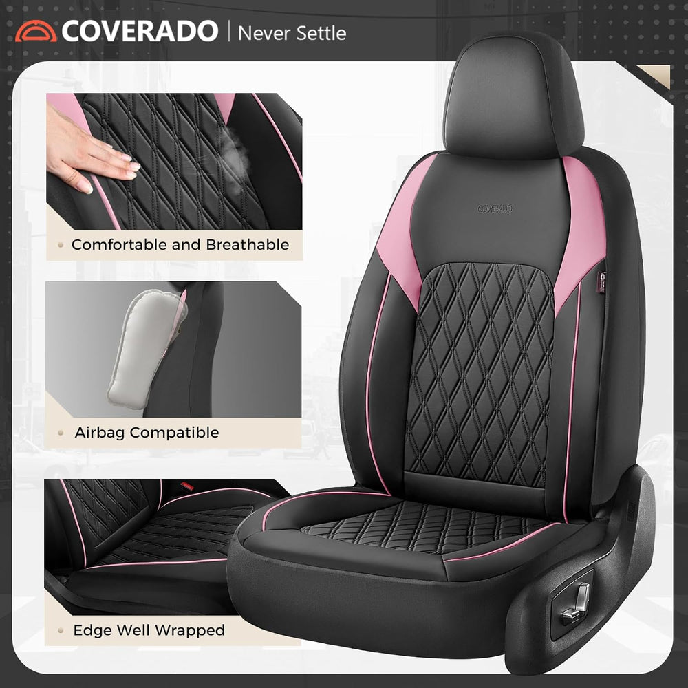 Coverado Leather Seat Covers, Waterproof Car Seat Covers Front Seats, Luxury ...
