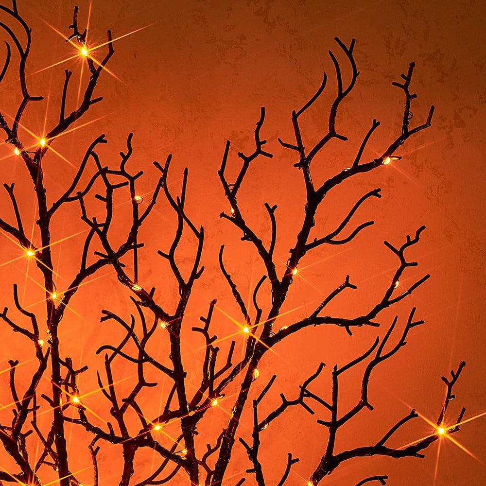 Fudios Lighted Halloween Branches with Timer Orange Fairy Lights 21IN 75L,Bat...