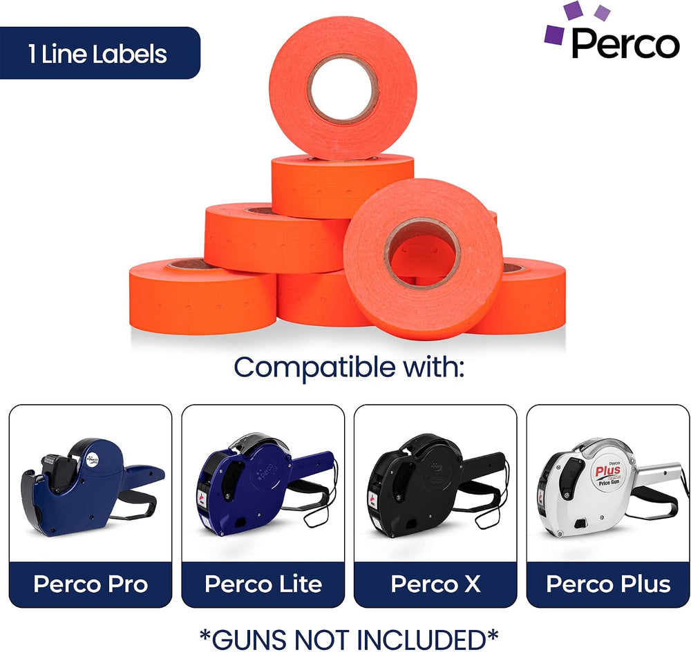 Perco 1-Line Red Blank Price & Date Gun Labels – 80 Rolls, 80,000 Count