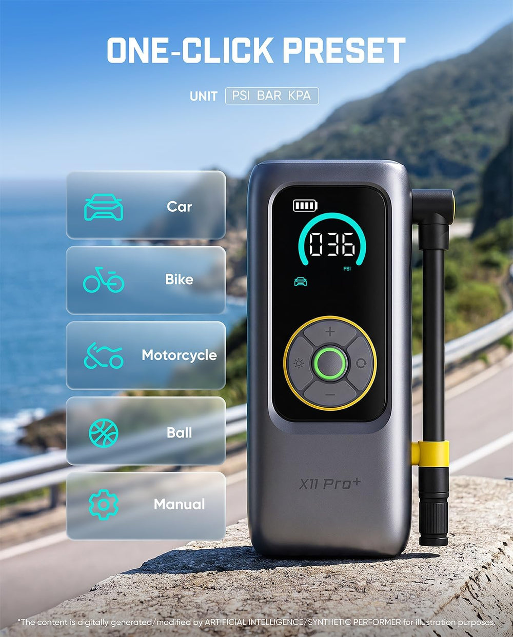 Fanttik X11 Pro+ Portable Tire Inflator, 39s Fast Inflate for Compact Car