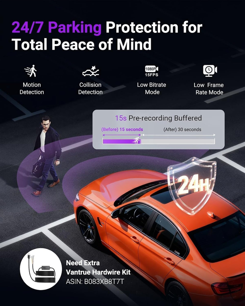 Vantrue S1 Pro 2.7K STARVIS 2 Mini Dash Cam Front, ADAS AI Car Camera