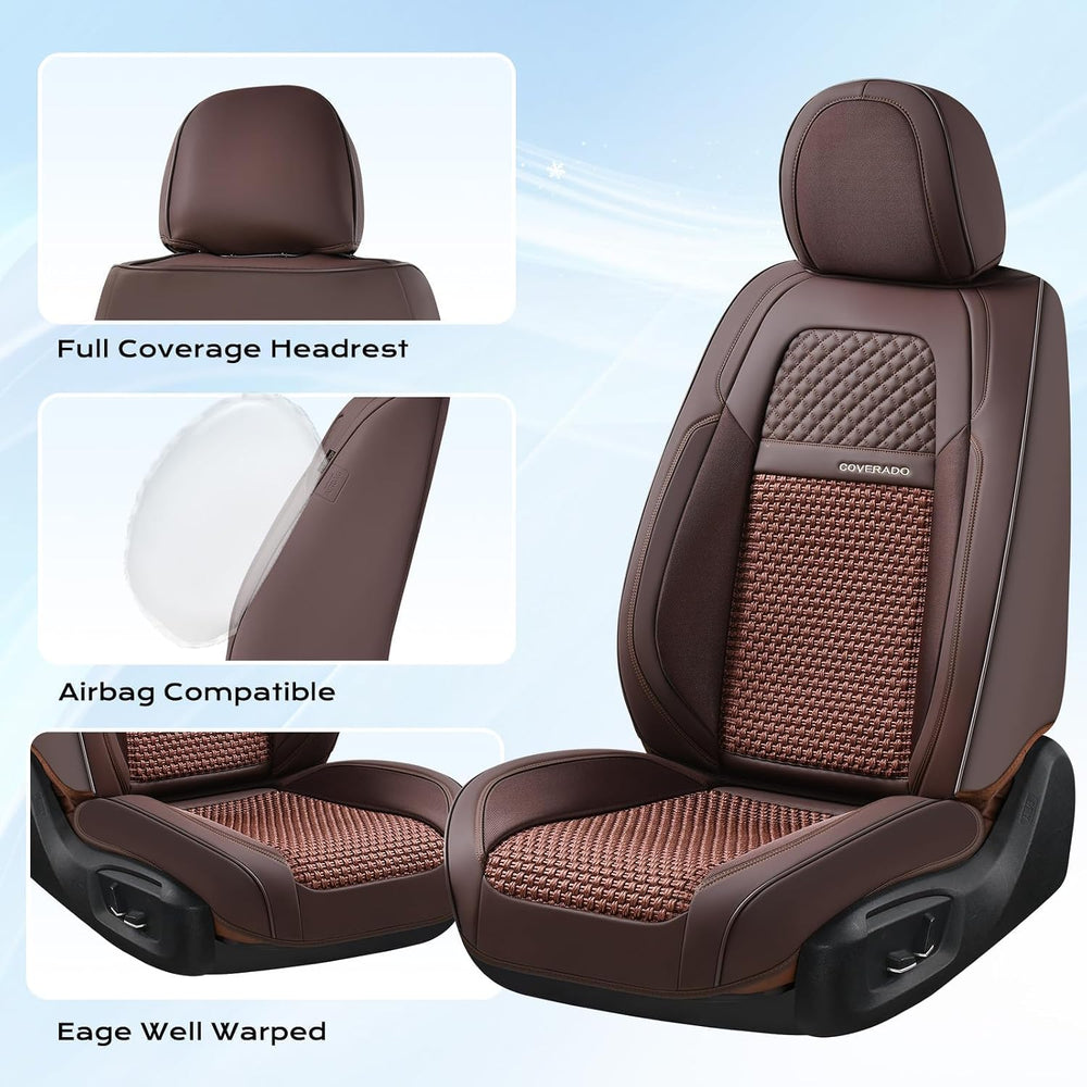 Coverado Leather Seat Cover Front, Universal Covers for Cars, Waterproof Luxu...
