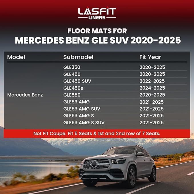 LASFIT Floor Mats for Mercedes Benz GLE SUV 2020-2026 350/450 / 450e / 580/53