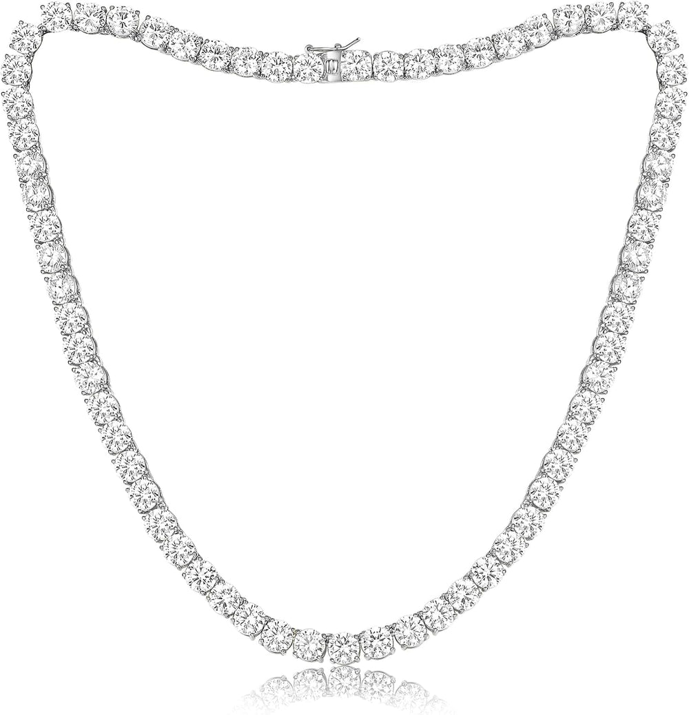 Gemsme 6mm Tennis Necklaces for Women/Men - 18K White/Yellow Gold Plated Roun...