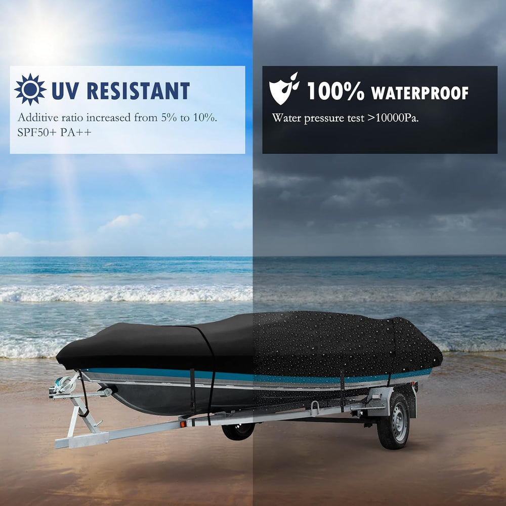 Boat Cover 12-14ft, Heavy Duty Marine Grade Waterproof Tarp Covers