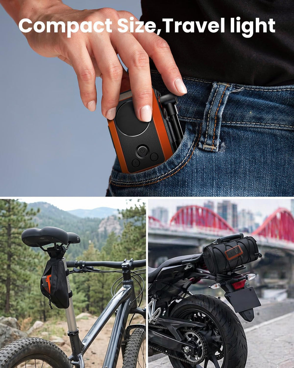 ETENWOLF S0 Mini Bike Pump, 20s Fast Inflate Bicycle Pump with Gauge