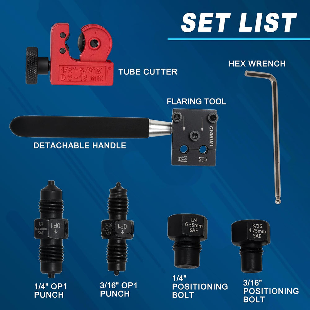 Brake Line Flaring Tool Kit, 3/16" 1/4" SAE Double Flare Tool for B...