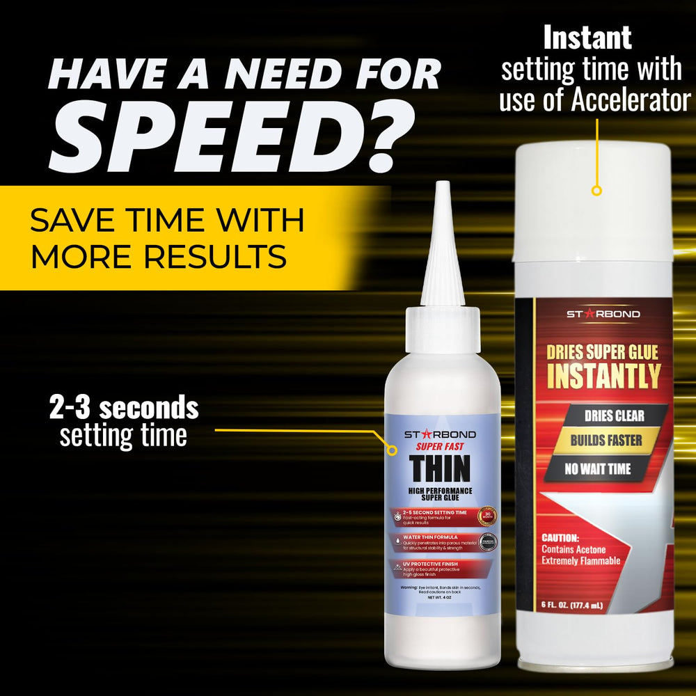 Starbond Thin CA Glue with Activator Bundle (4 oz. + 6 oz.) – Premium Cyanoac...