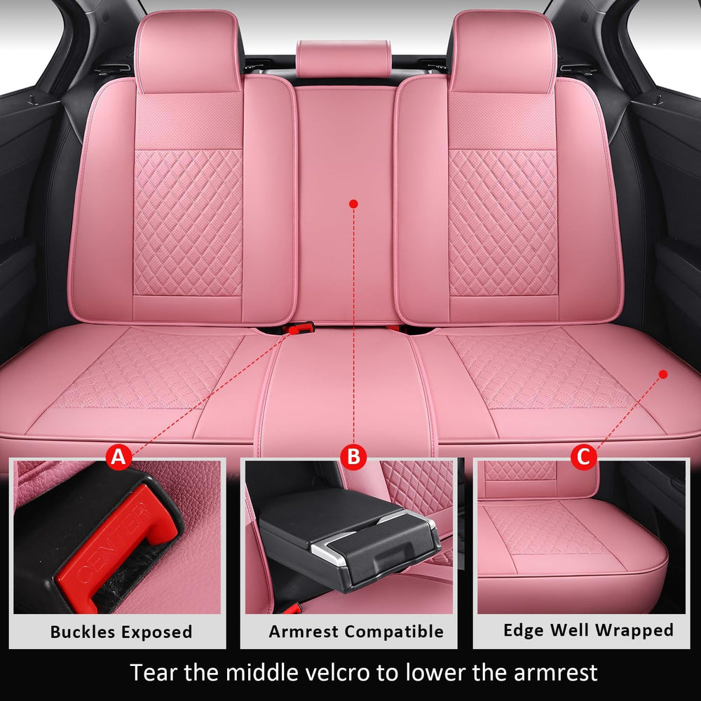 MIROZO Car Seat Covers Full Coverage for SUV Sedan Truck,Pink Full Set