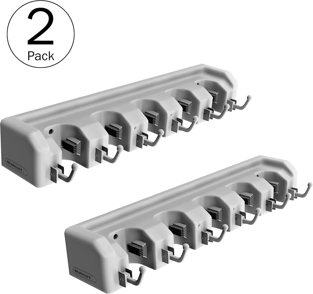 Garden Tool Organizer Wall Mount Broom and Mop Holder, 5 Adjustable Slots and...