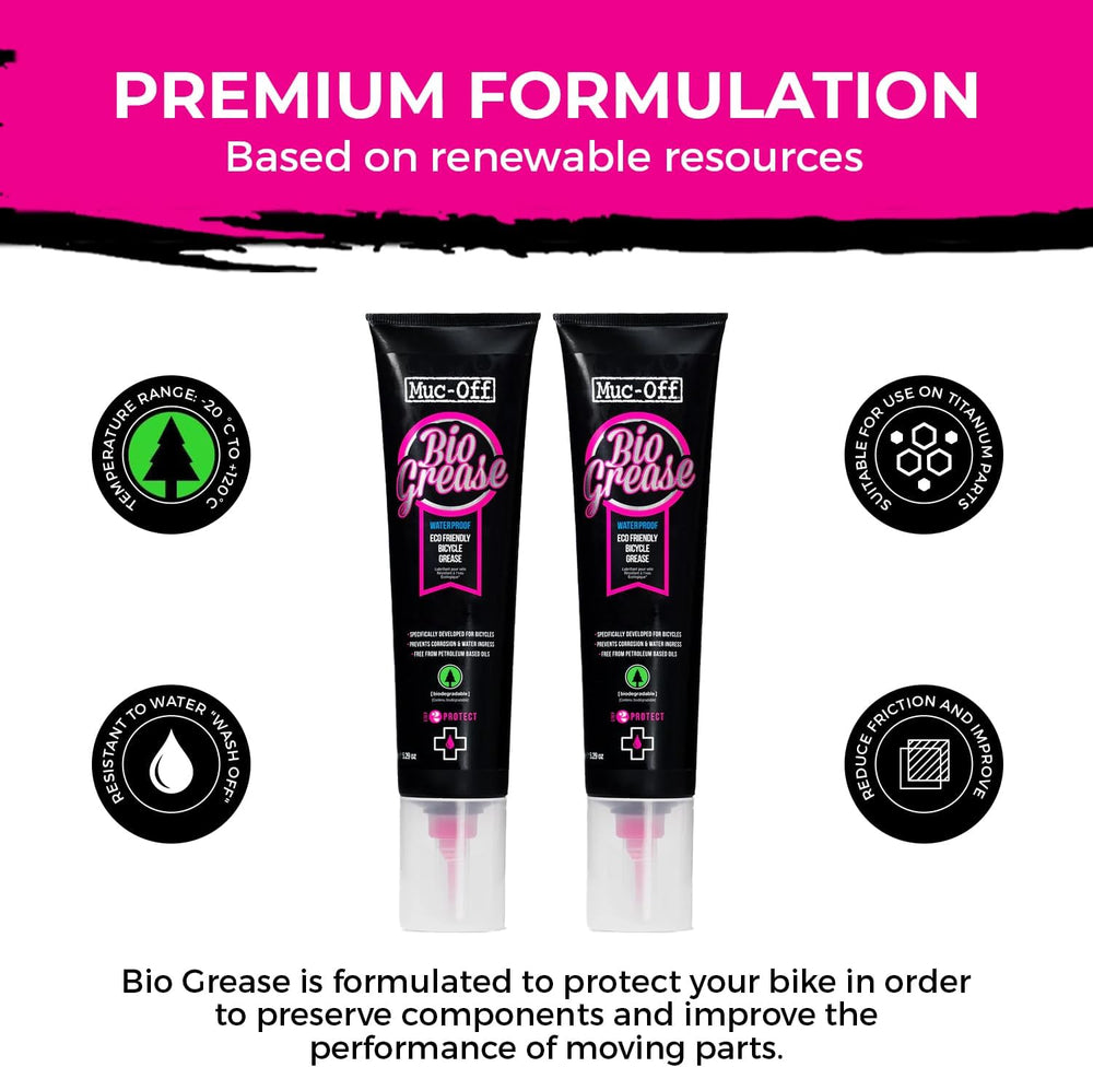 Muc-Off Bio Grease 150g (Pack of 2) with Microfiber Cloth | Premium Bike Grea...