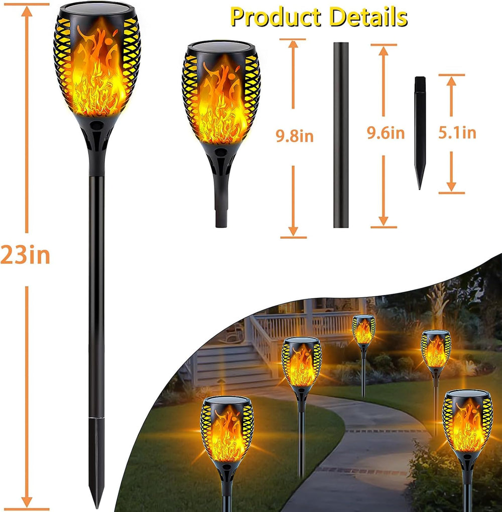 Solar Torch Lights with Flickering Flame Larger Size Halloween Decorations