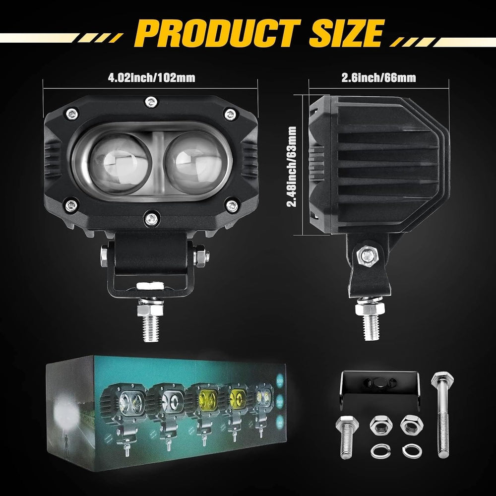 CO LIGHT LED Pod Spot Lights 2PCS 4 inch 96W LED Fog Lights for Truck Offroad...