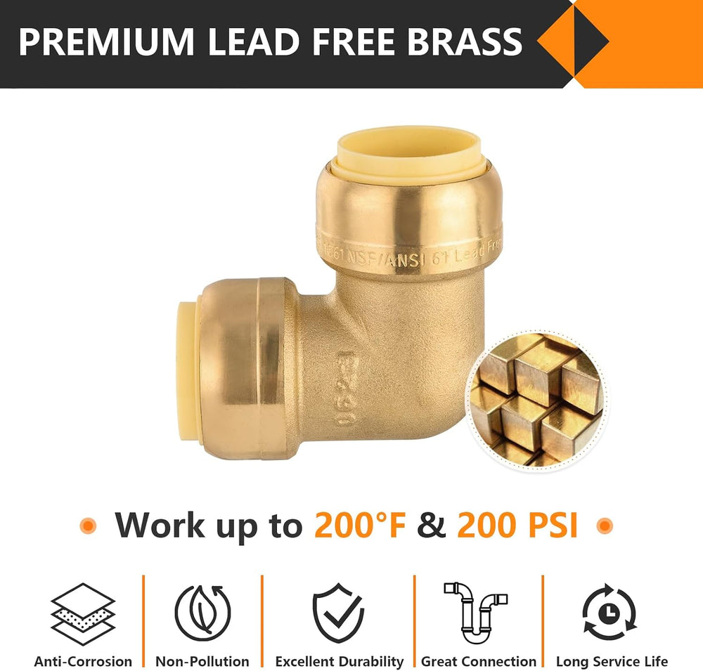 20PC HeSun 1/2" x 1/2" Push-fit 90 Degree Elbow(PF045-20)