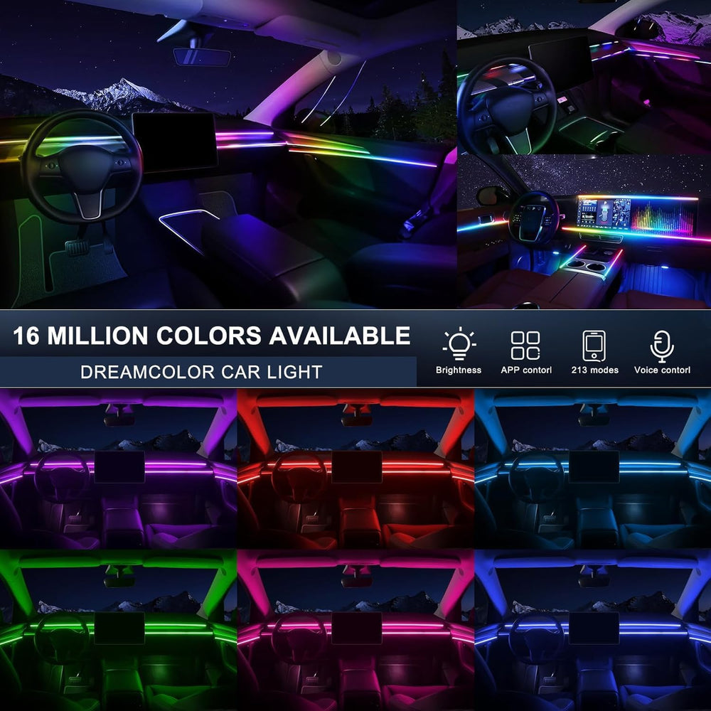 Acrylic Interior Car LED Strip Light with Wireless APP, RGB 18 in 1 with 175 ...