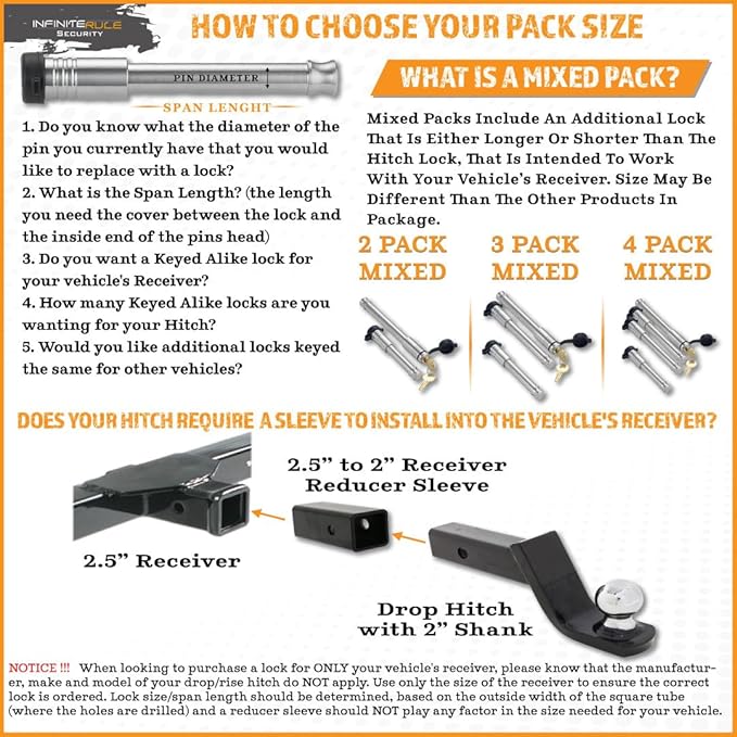 61573 | 2 Pack, Keyed Alike, Receiver Locks