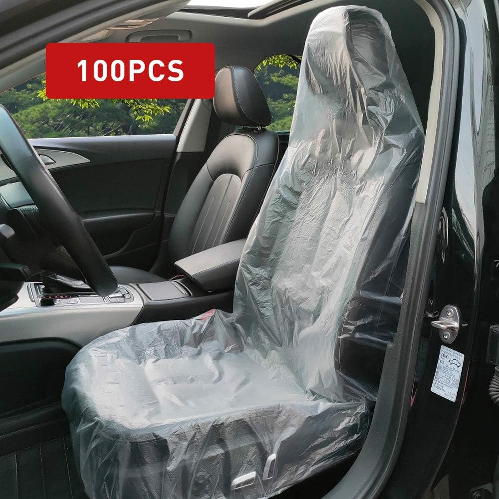 ICWEIMEI 100PCS Disposable Car Seat Covers Plastic Seat Covers for Cars Unive...