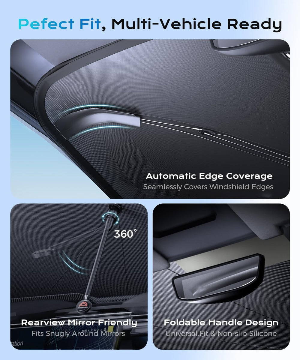 [2026 Upgrade] Coverado Windshield Sun Shade, UPF80+ Sunshade for Car Windshi...