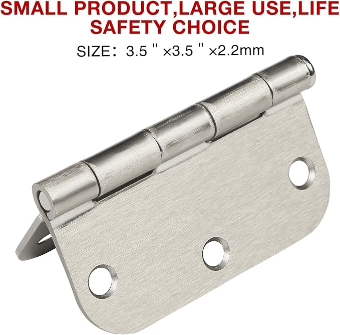 42 Pack Rounded Door Hinges Brushed Nickel 3.5 Inch Interior 5/8" 3-1/2&...