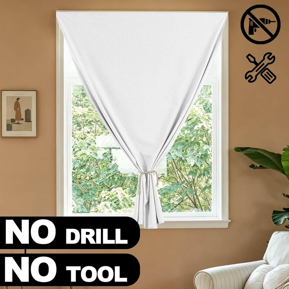 Jilron Adhesive Curtain,100% Blackout Shades,No Rod,Easy to Install,Provides ...