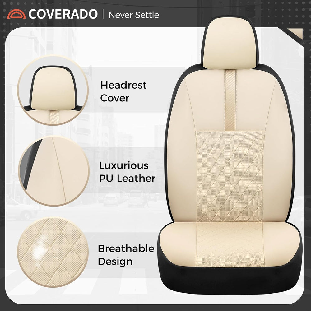 Coverado Car Seat Covers Full Set, Automotive Front and Rear Seat Covers with...