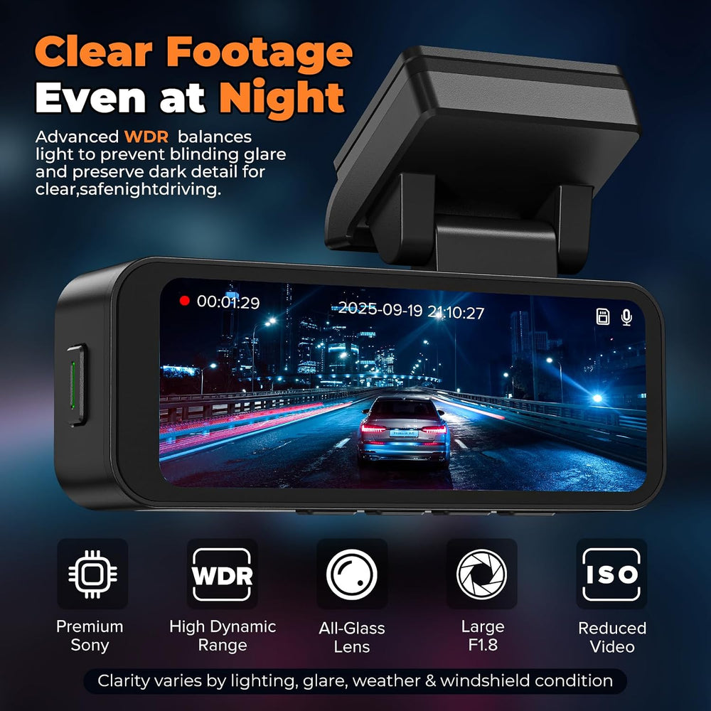 Dash Cam Front and Rear, 4K Dash Camera for Daily Driving, Day and Night