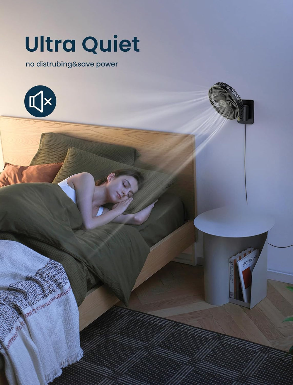 8.5-Inch Quiet Wall-Mounted Oscillation Fan with Remote & Timer, 4-Speed ...