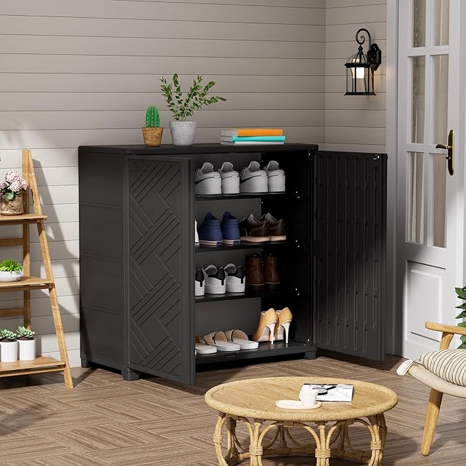 ZZM Indoor/Outdoor Storage Cabinet Waterproof, All Weather Outdoor Storage