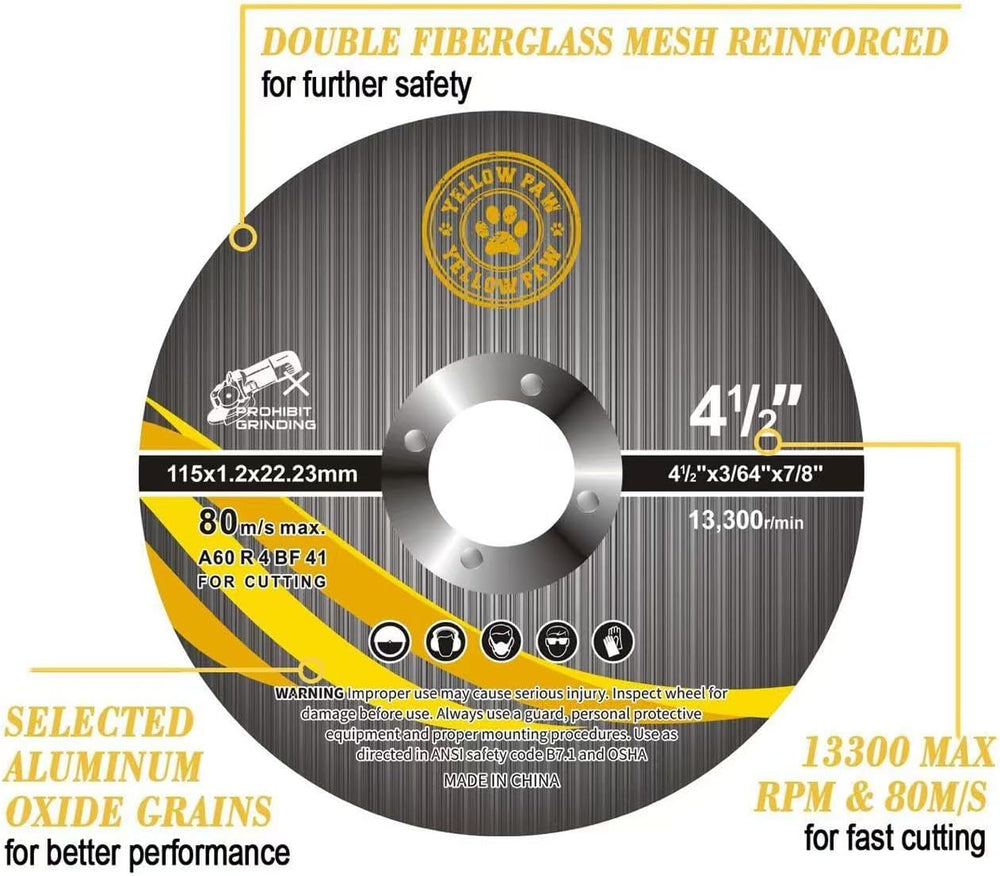 100 Pack of 4-1/2 Inch Cut Off Wheel with 7/8 Inch Arbor (Industrial Grade) A...