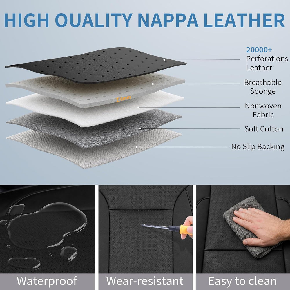 Custom Seat Covers for Silverado, Waterproof Nappa Leather Full Set Seatcover...