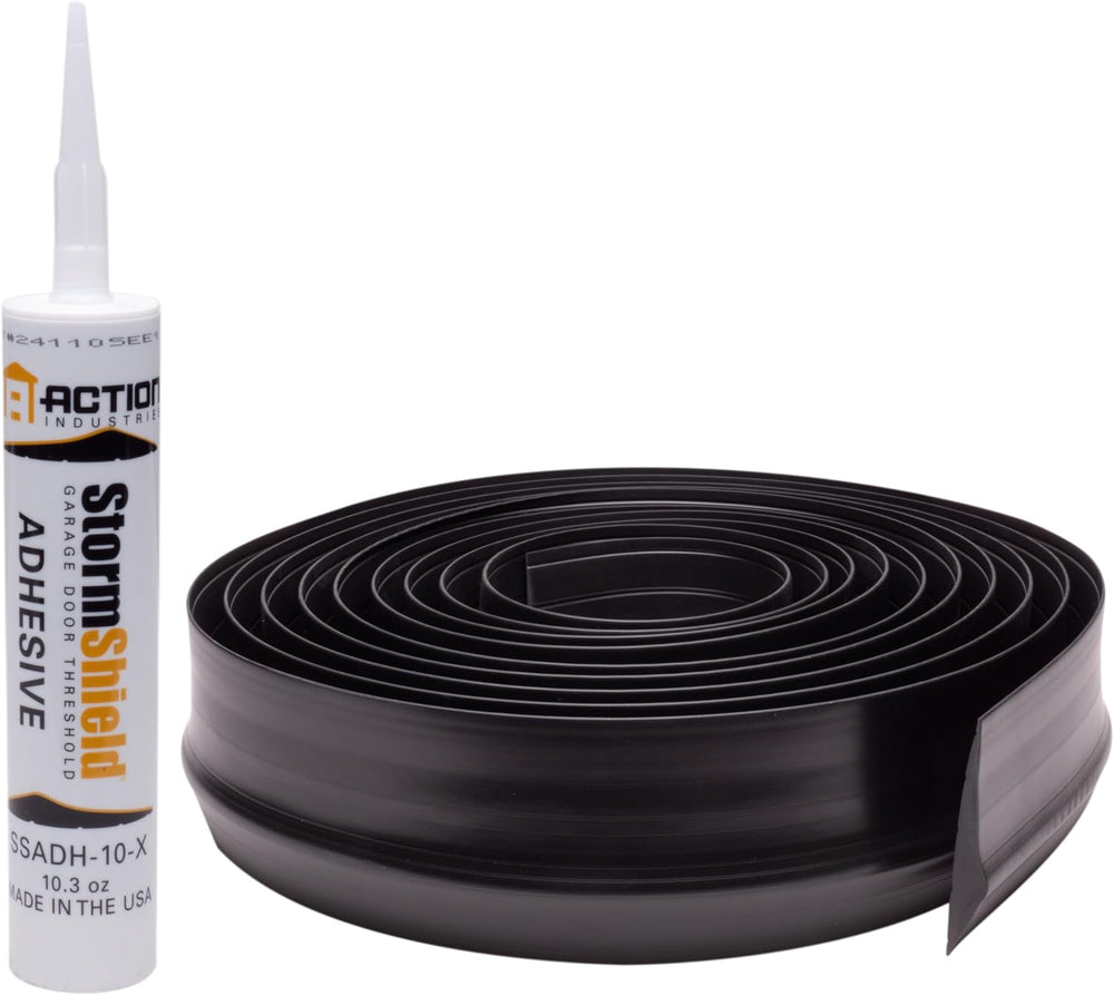 Garage Door Threshold Seal, Black 20 ft PVC, Made in USA