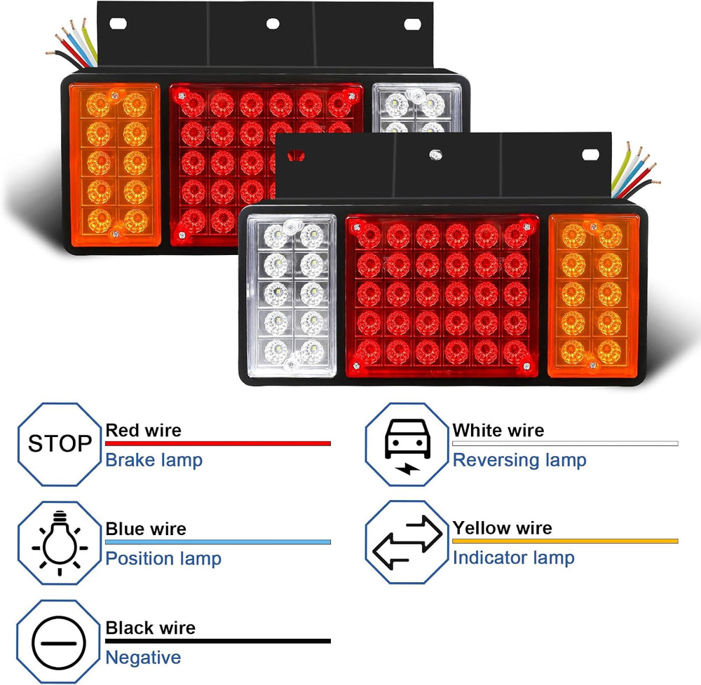 2PCS Trailer Tail Light Kit 50 LED Truck Running Brake Turn Signals Reverse L...