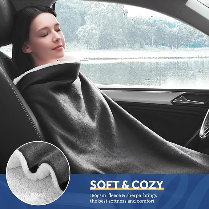 Sealy 12-Volt Heated Car Blanket, Portable Electric Blanket