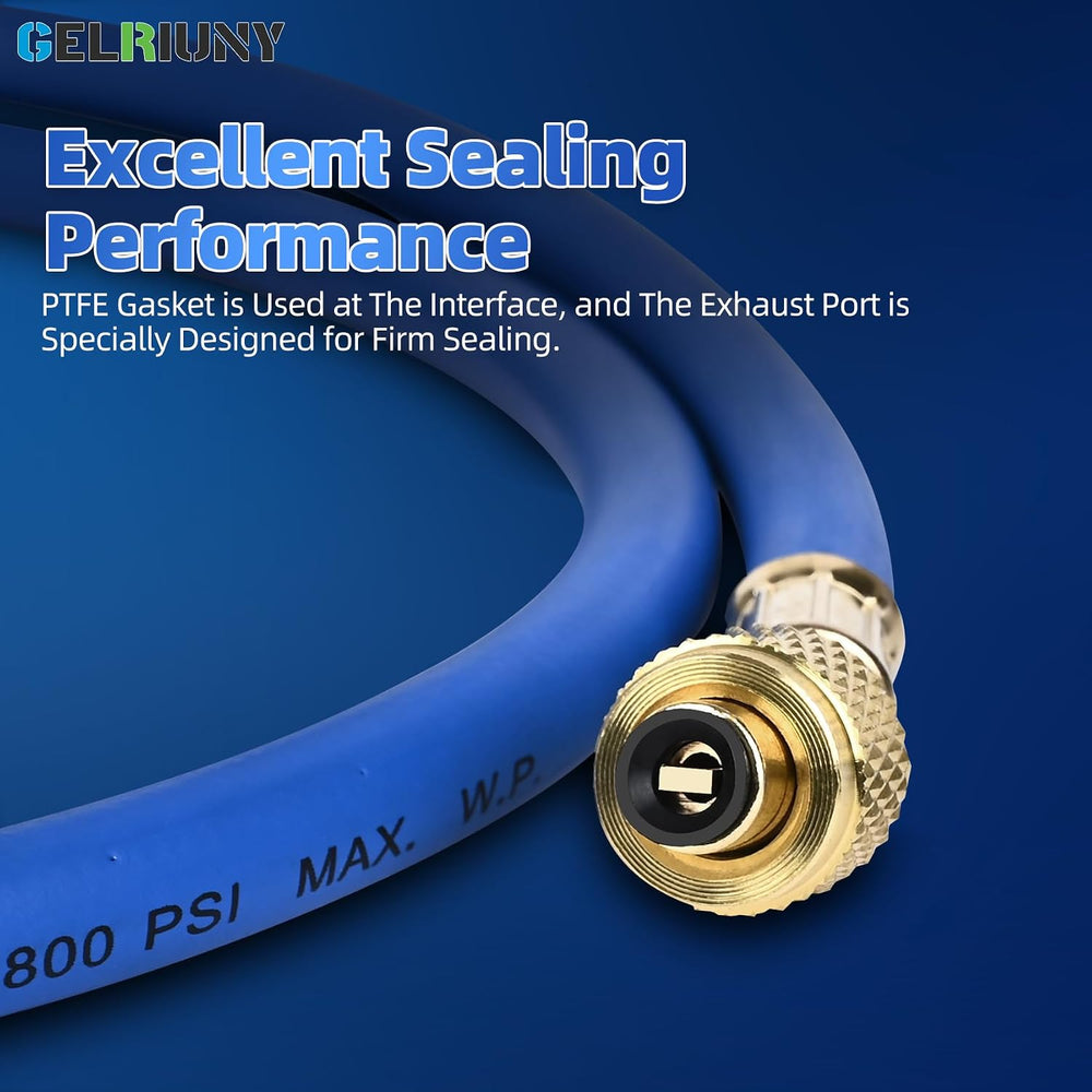 Upgrade 21984 Plus II 1/4" Refrigerant Charging Hose, R134a Adapters, 48”