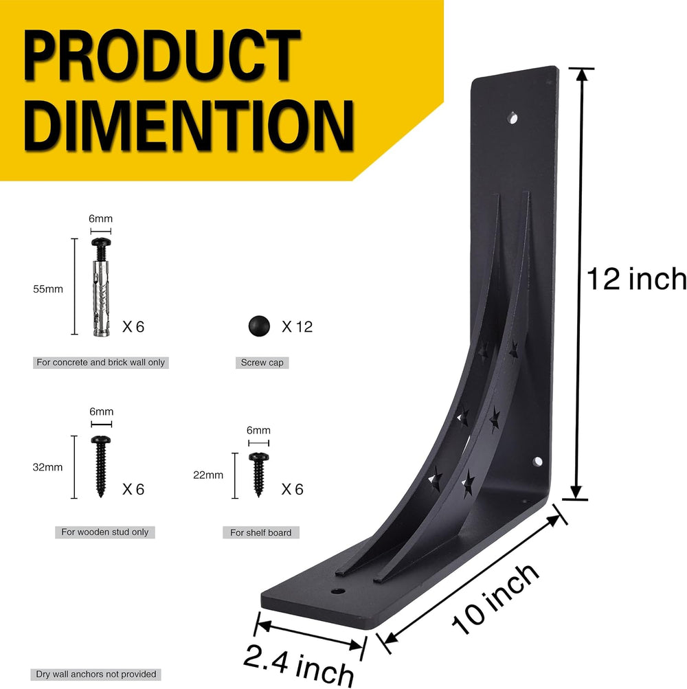 Heavy Duty Shelf Brackets，max Load 900 LBS,Premium Alloy Metal Mantel Bracket...