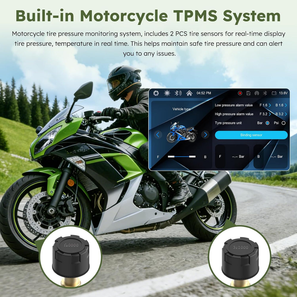 Carpuride W712DT 7" for Motorcycle CarPlay & A-Auto & TPMS &...