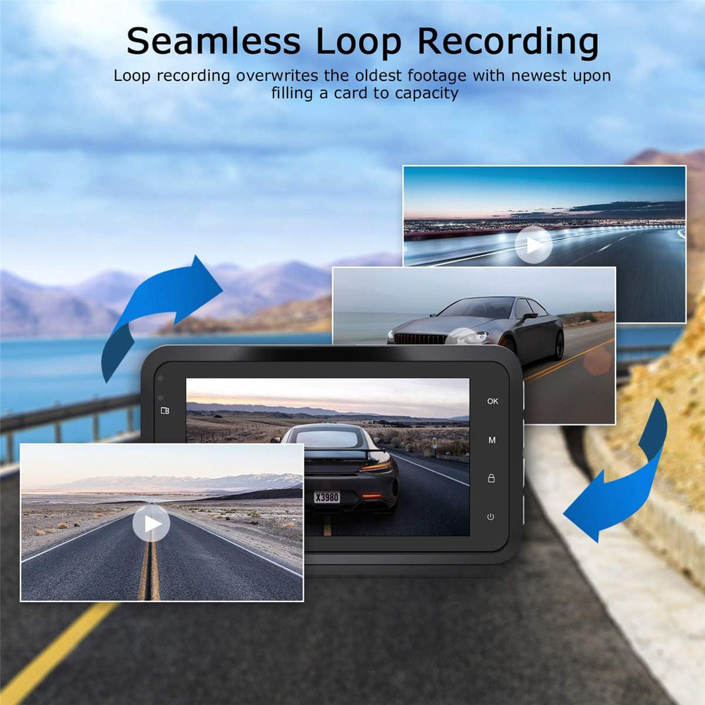 ORSKEY Dash Cam Front and Rear 1080P Full HD Dual Dash Camera in Car Camera D...