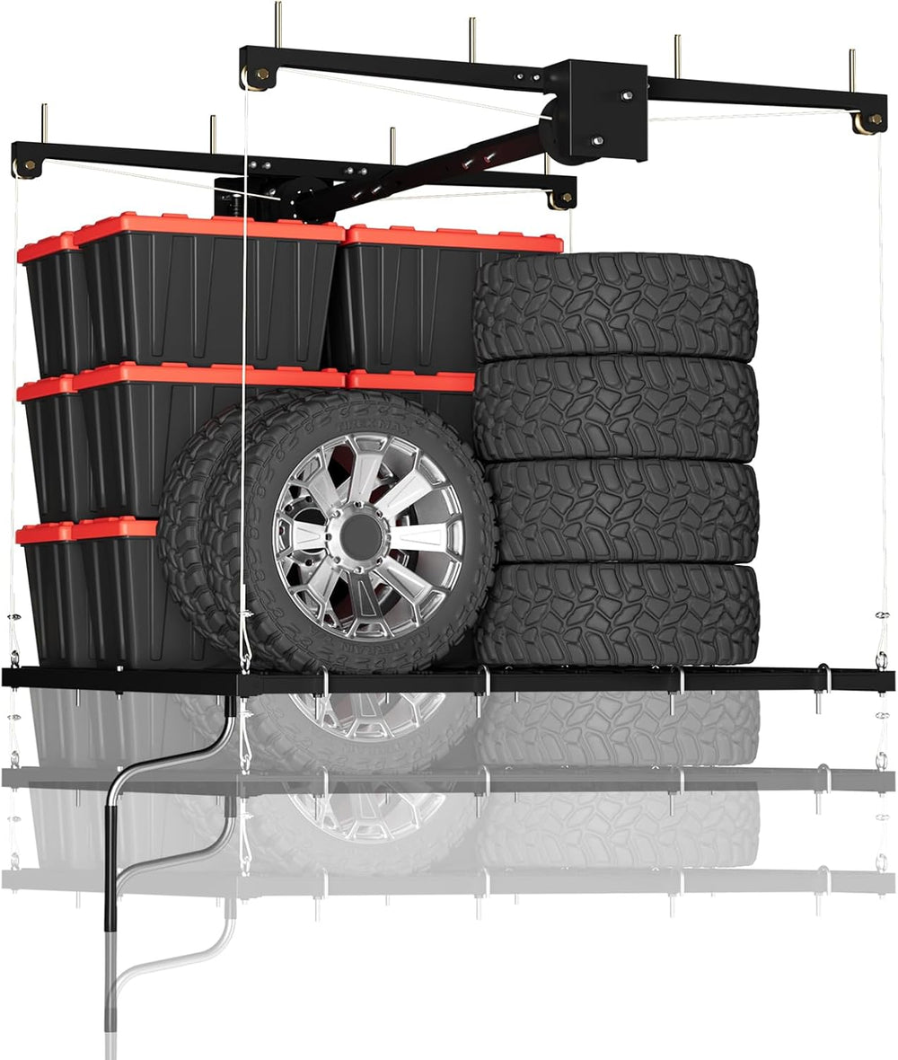 Overhead Garage Lifting Storage Rack, Maximize Your Garage Storage with Our 4...