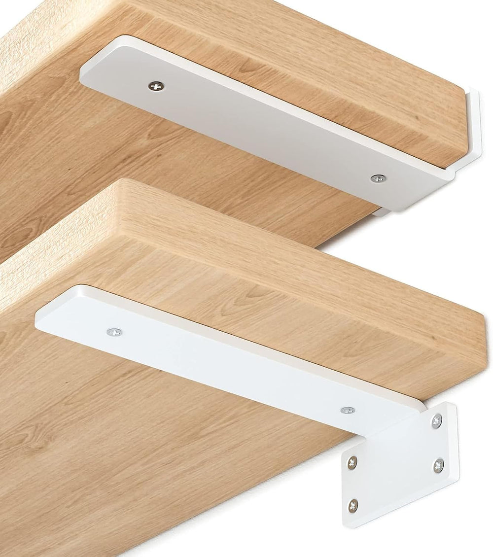 Floating Shelf Brackets 10 Inch 6 Pack, Hidden L Brackets for Shelves White