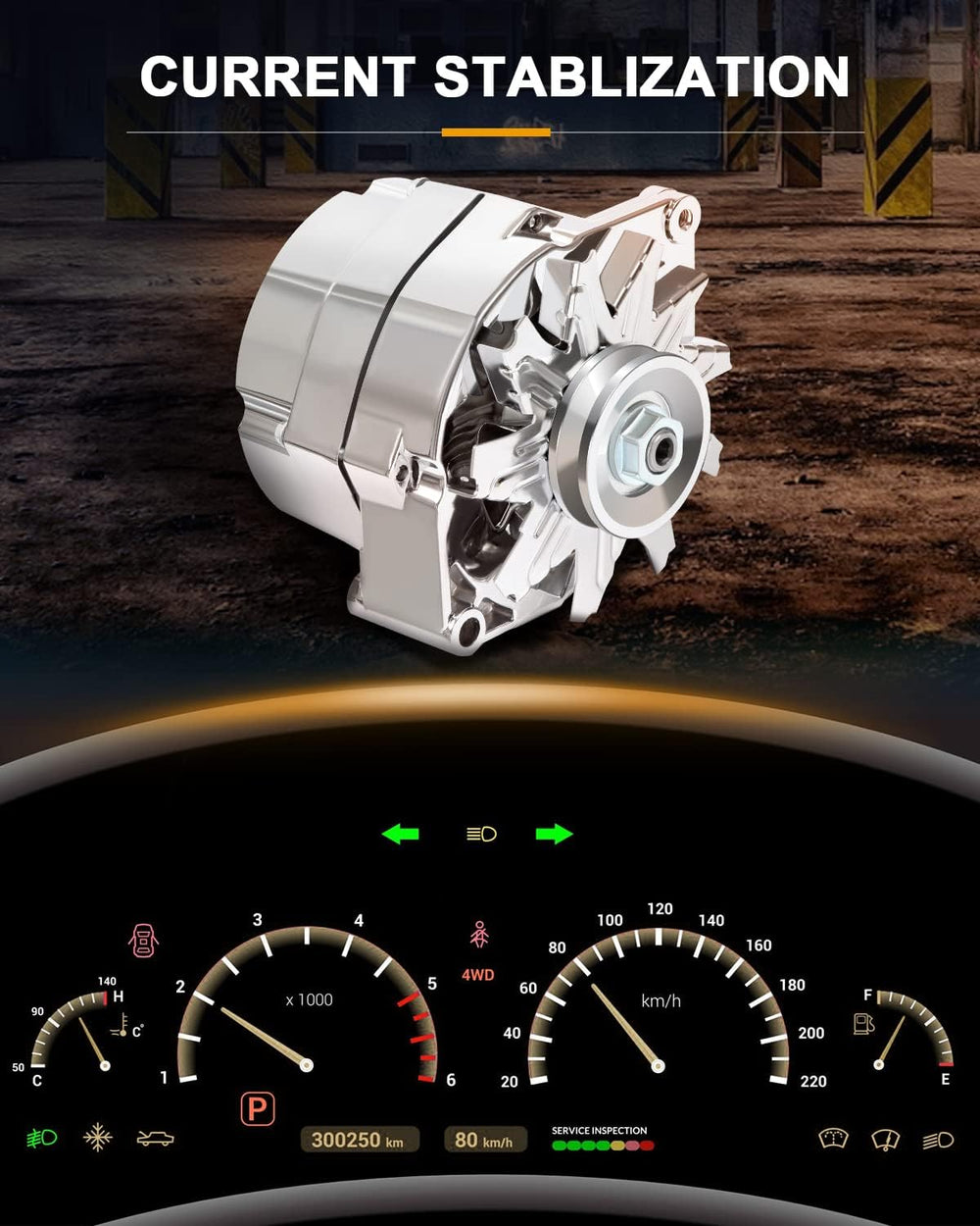 ROADFAR Alternator High Output 100 AMP Chrome 1 Wire Self